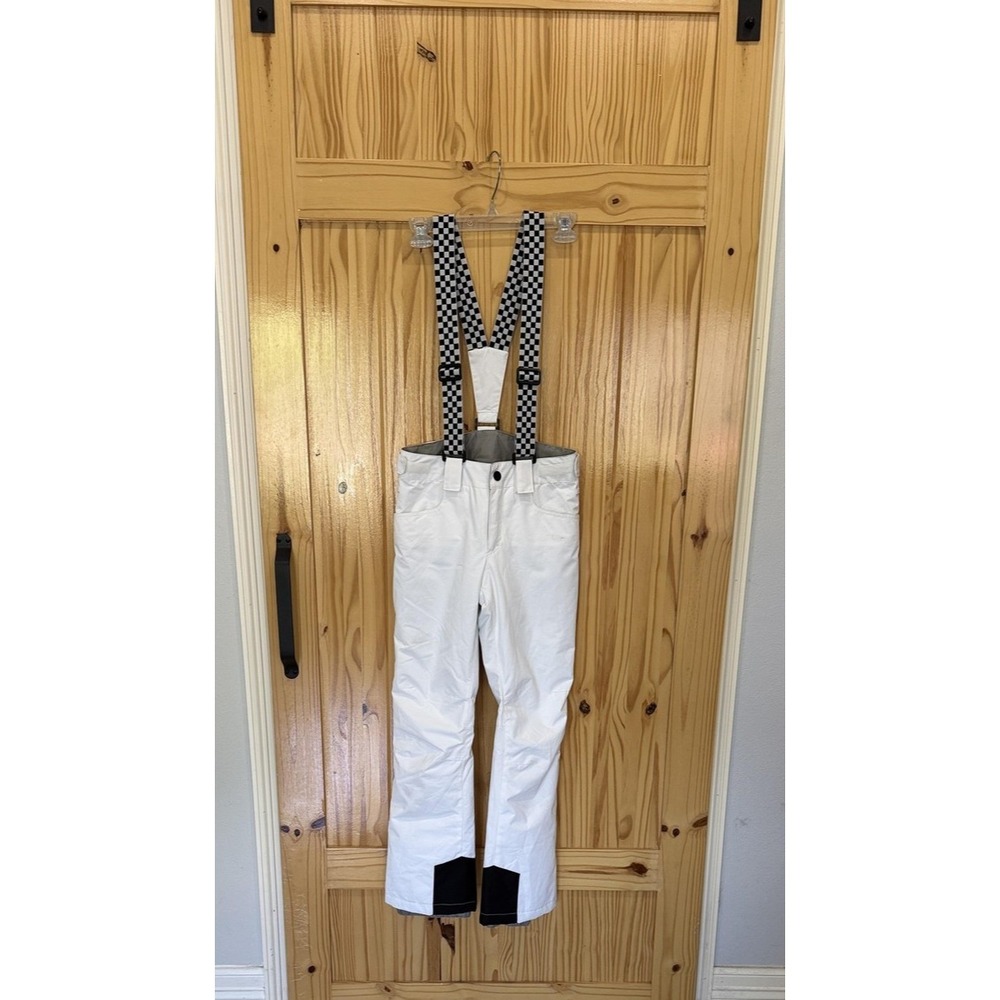 MSN Pants Womens XS White Snow Ski Bib Suspender Lined Adjustable Waist